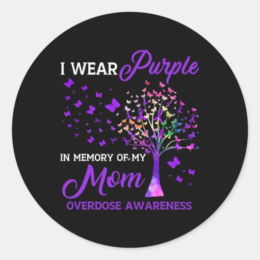 Boom I Draag Paars geheugen van mam overdosis awar Ronde Sticker (Voorkant)