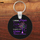 Boom I Draag Paars geheugen van zuster-overdoserin Sleutelhanger (Achterkant)