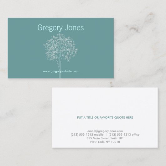 BOOM IN AQUA/BLAUWGROEN Visitekaartje (Voorkant / Achterkant)