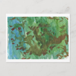 Boom in blauw en groen landschap briefkaart