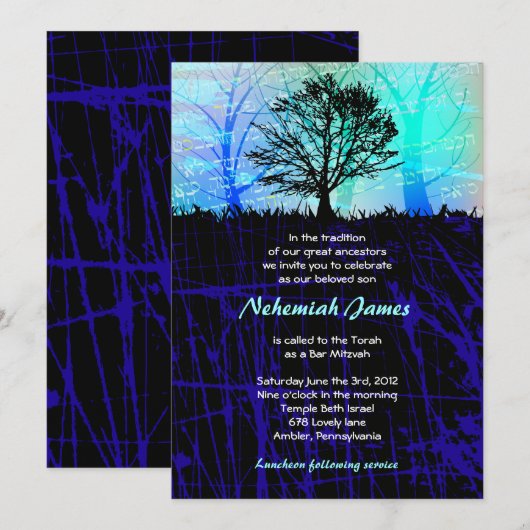 Boom in Bossen Bar Mitzvah Uitnodiging (Voorkant / Achterkant)