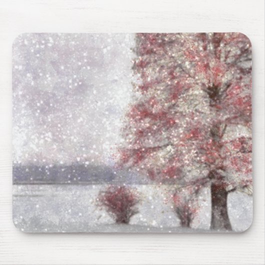 Boom in de buurt van Lake Weinig rode bladeren en  Muismat (Voorkant)