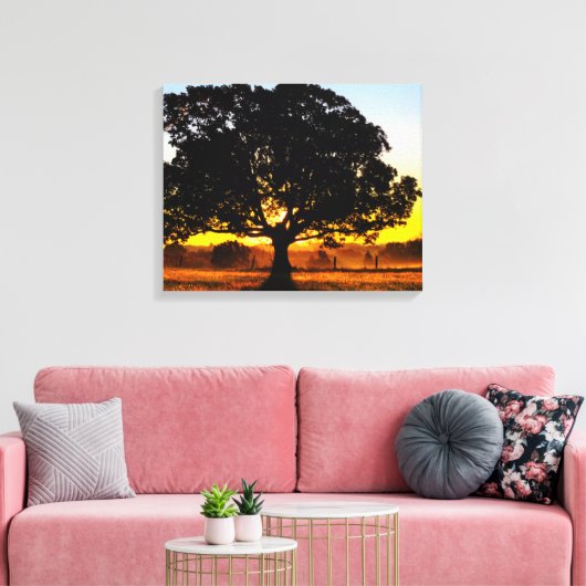 Boom in de ochtend canvas afdruk (Insitu (Woonkamer))