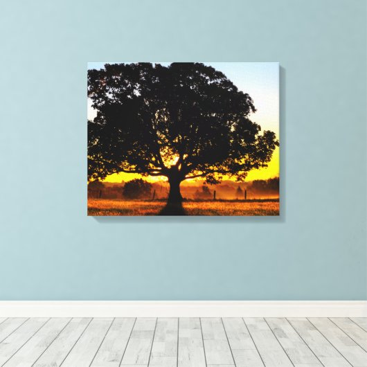 Boom in de ochtend canvas afdruk (Insitu (Houten vloer))