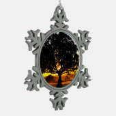 Boom in de ochtend tin sneeuwvlok ornament (Links)