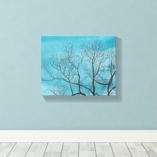 Boom in de winter canvas afdruk (Insitu (Houten vloer))