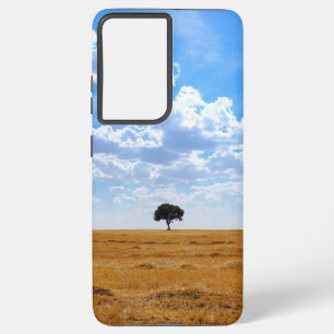 Boom in een geoogst tarweveld samsung galaxy hoesje