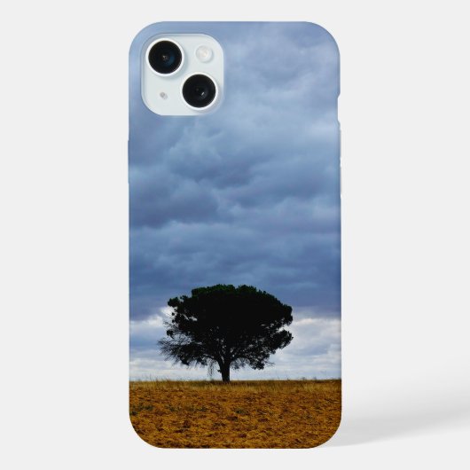 Boom in een leeg veld iPhone hoesje (Achterkant)