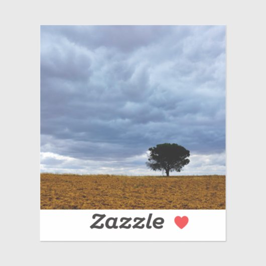 Boom in een leeg veld sticker (Vel)