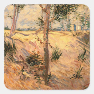 Boom in een veld op een zonnige dag door Vincent v Vierkante Sticker