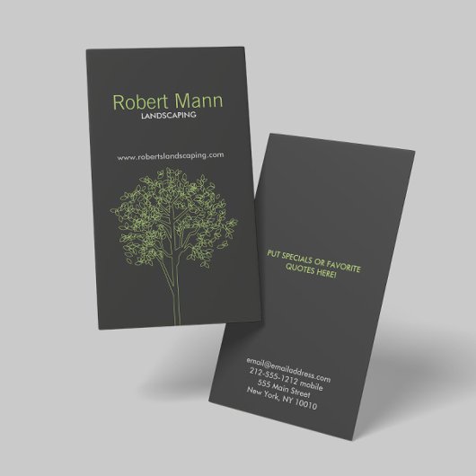 BOOM IN GROEN/GRIJS VERTICAAL Visitekaartje