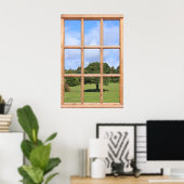 Boom in het Uitzicht van het Land van een Venster Poster (Thuiskantoor)