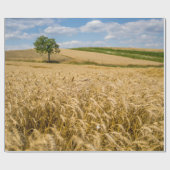 Boom in het Wheat Field Landscape Cadeaupapier (Vlak)
