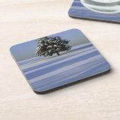 Boom in met sneeuw bedekt landschap drankjes onderzetter (Linkerzijde)