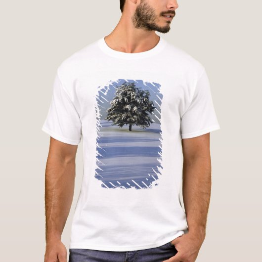 Boom in met sneeuw bedekt landschap t-shirt (Voorkant)