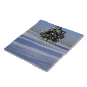 Boom in met sneeuw bedekt landschap tegeltje (Zijkant)