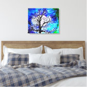 Boom in Moonlight Landschap Ingepakt Canvas (Insitu (Slaapkamer))