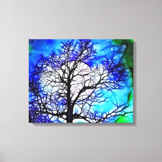 Boom in Moonlight Landschap Ingepakt Canvas Afdruk (Voorkant)