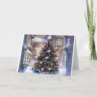 Boom in Stad Feestdagen Kaart