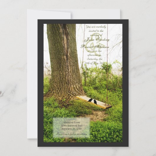 Boom in Swing Country Wedding Invitding w Birds Kaart (Voorkant)