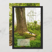 Boom in Swing Country Wedding Invitding w Birds Kaart (Voorkant / Achterkant)