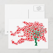 Boom in wind met hart in rode kleuren briefkaart (Voorkant / Achterkant)