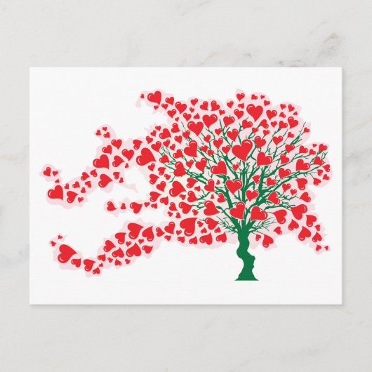 Boom in wind met hart in rode kleuren briefkaart (Voorkant)