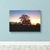 Boom in zonsondergang canvas afdruk (Insitu (Houten vloer))