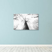 Boom in zwart-wit canvas afdruk (Insitu (Houten vloer))