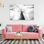Boom in zwart-wit canvas afdruk (Insitu (Woonkamer))