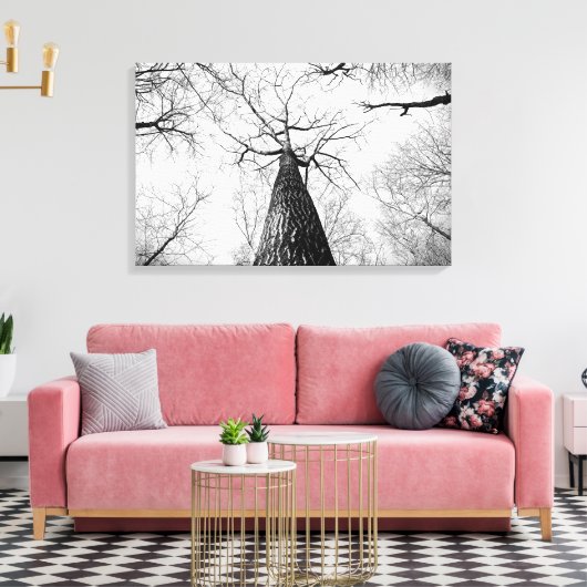 Boom in zwart-wit canvas afdruk (Insitu (Woonkamer))