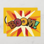 BOOM Jouw Bericht Spraakballon Fun Retro Aankondigingskaart (Voorkant / Achterkant)