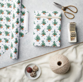 Boom Kerstmis Boomgaard Huiselijke Vakantie Patroo Cadeaupapier