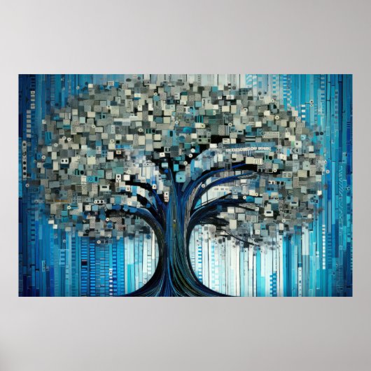 Boom Landschap Art Decor Verf Mozaïek Poster (Voorkant)
