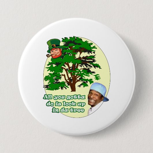 Boom Leprechaun Ronde Button 7,6 Cm (Voorkant)