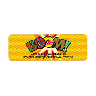 BOOM Leuk Retro Stripboek Pop Art Adres Etiket