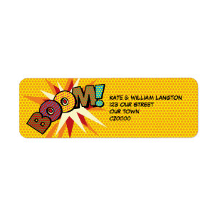 BOOM Leuke Retro Stripboek Pop Art Adres Etiket