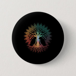 Boom Leven Vrouw Yoga Chakra Spiritueel Ronde Button 5,7 Cm