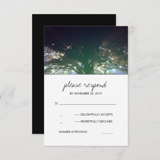 Boom Lights Rustic Romantic Wedding RSVP (Voorkant / Achterkant)