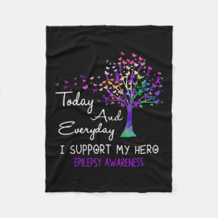 Boom-lint ik steun mijn Hero Epilepsy Bewustheid Fleece Deken
