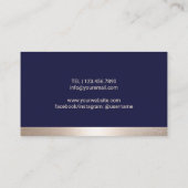 Boom Logo Elegant Navy Blue & Gold Border Visitekaartje (Achterkant)