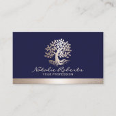 Boom Logo Elegant Navy Blue & Gold Border Visitekaartje (Voorkant)