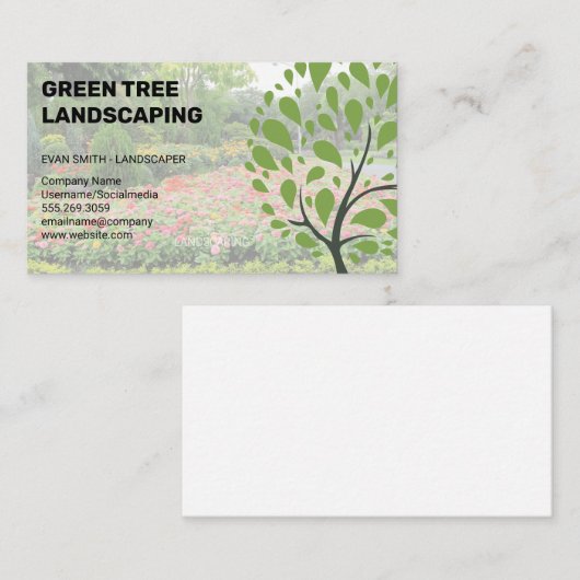 Boom Logo | Landschapsontwerp | Garden Achtergrond Visitekaartje (Voorkant / Achterkant)