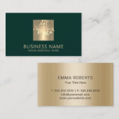 Boom Logo Moderne Groene & Gold Professional Visitekaartje (Voorkant / Achterkant)