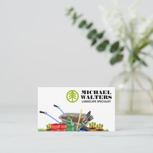 Boom Logo | Wielvat Tuingereedschap Visitekaartje (Staand voorkant)