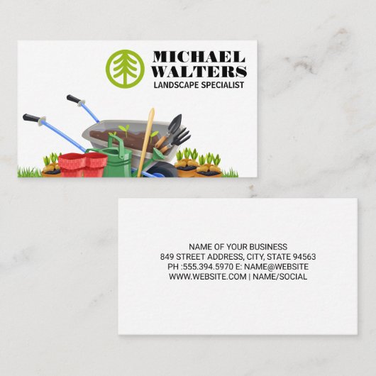 Boom Logo | Wielvat Tuingereedschap Visitekaartje (Voorkant / Achterkant)