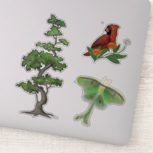 Boom, Luna Mot, en de HoofdNatuur van de Vogel Sticker