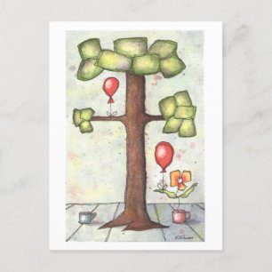 Boom met ballon Waterverf Briefkaart