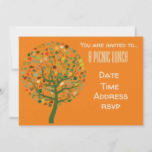 Boom met bladeren natuur Summer picnic lunchparty Kaart (Voorkant)