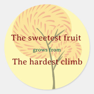 Boom met bloemen als vuur en inspiratiecitaat ronde sticker